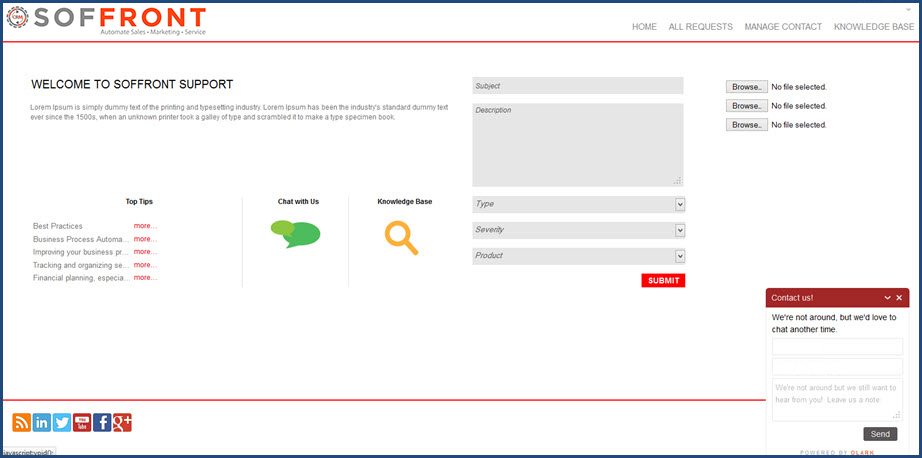 screenshot of Soffront CRM
